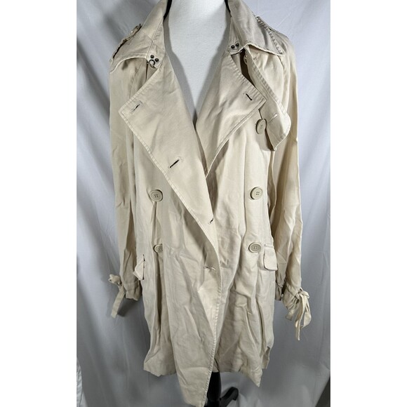 GUESS Button Double Breasted Ivory Trench Coat Women's Size Small - Picture 1 of 8
